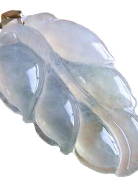 玉雕湾翡翠天然冰种叶子玉坠缅甸