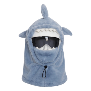 冬天户外滑雪护脸骑电动车防寒可爱头盔外帽卡通毛绒头套帽子防风