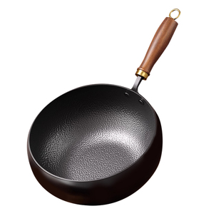 梦创正宗章丘大肚锅小铁锅一人食家用炒菜锅无涂层不粘平底小炒锅