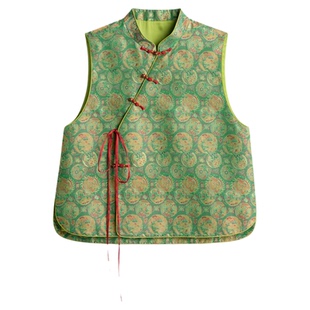 宫小妍【上久楷·团龙凤狮子花卉纹】真丝国风马甲504010