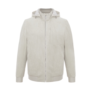 [白鹅绒]SATCHI沙驰男装男士麂皮绒羽绒服冬季新款休闲老钱风外套