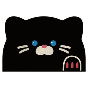 韩式卡通黑猫入户门地垫丝圈防滑耐脏脚垫进门玄关门口地毯可裁剪