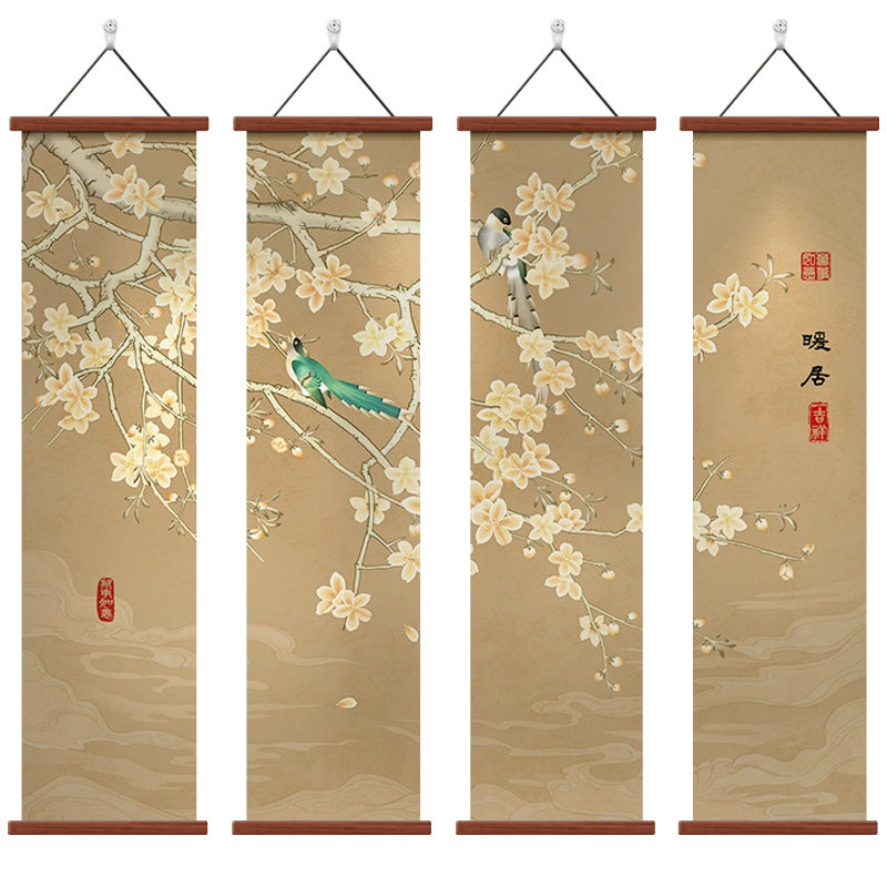 中式喜上枝头玄关挂画