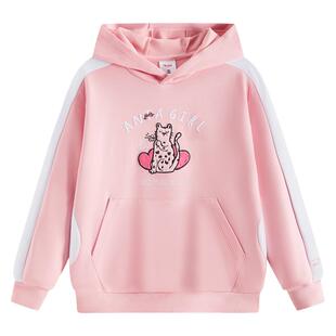 安踏儿童女大童卫衣连帽套头衫2025春季中大童长袖上衣潮