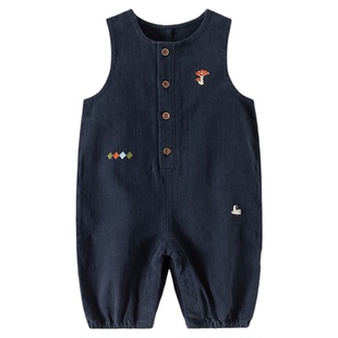 Oak mont婴儿背带裤秋冬加绒斜纹儿童裤子男童休闲长裤宝宝连体裤