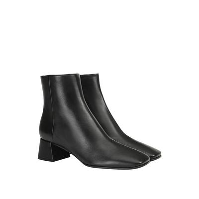 SergioRossi黑色方头粗跟踝靴