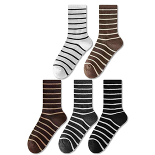 袜子女2025新款爆款ins潮秋冬抗菌防臭不起球无骨纯棉条纹中筒袜