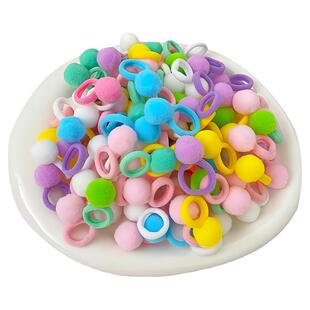 女孩彩色小毛球发绳宝宝橡皮筋幼儿园女童可爱发圈扎头发不伤发