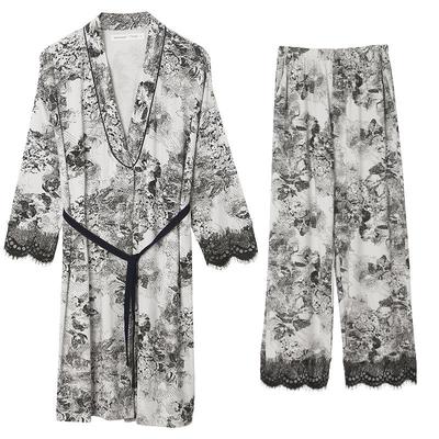 贝妍性感V领大码三件套装睡衣