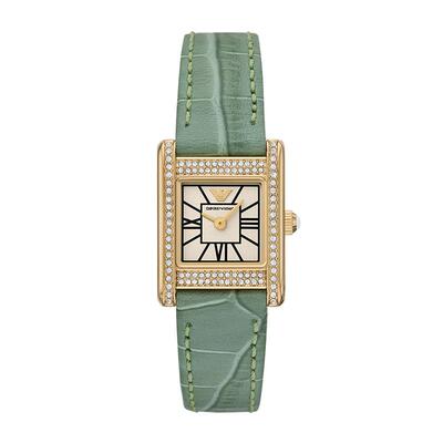 【自营】Armani阿玛尼手表小方表气质绿色复古女时尚腕表AR11661