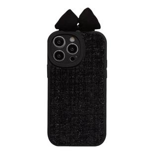 小香风黑色蝴蝶结适用于iPhone17苹果15plus手机壳13mini新款13promax秋冬16高级感11绒布12mini全包11迷你12
