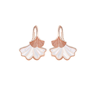 三生有幸银杏叶999纯银耳钉女2024年新款爆款高级感秋冬耳环耳饰