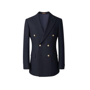 【布雷泽】吉约蒙双排扣西装男外套海军蓝商务休闲结婚西服男单西