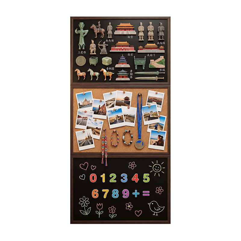 实木框软木板家用冰箱贴展示黑板