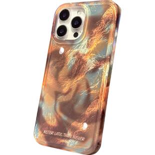 17适用苹果16手机壳新款iphone16promax夏天15Pro棕色晕染冰川纹14带皮扣挂绳13pm女款12高级感ins防摔外壳ip