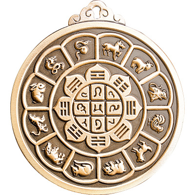 福图塔九宫八卦藏式铜牌吊坠