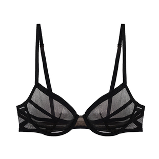 HER SENSES/何识重构系列超薄微聚拢3/4杯细肩带上托条纹文胸B048