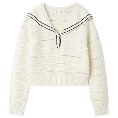 LILYBROWN水手领条纹镂空针织衫