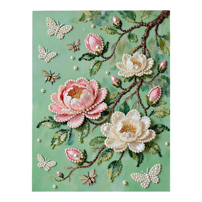 花卉蝴蝶数字珍珠画减压DIY