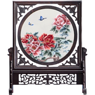 手工双面绣刺绣摆件屏风苏绣中式工艺品乔迁客厅装饰画礼品礼物