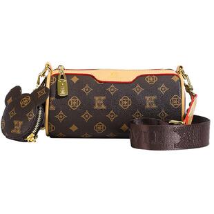 小众超火圆筒老花小包包女2025新款时尚通勤百搭高级感斜挎枕头包