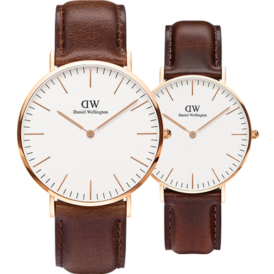 dw欧美英伦ins风皮质情侣对表