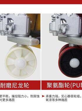 带称重叉车2吨3吨尼龙轮PU聚氨酯轮手动液压搬运叉车带秤打印地牛