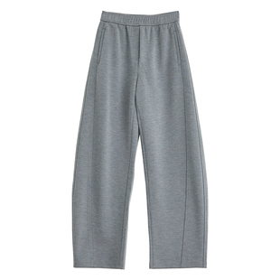 奕兮灰色窄版羊毛休闲裤加厚香蕉裤小个子松紧腰阔腿裤拖地卫裤女