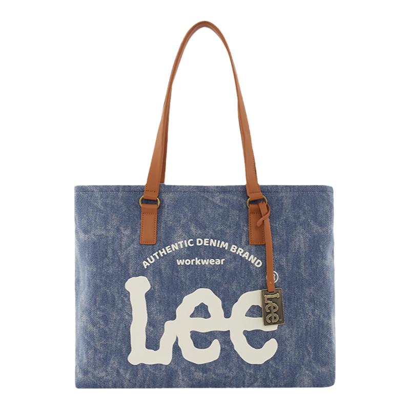 Lee牛仔蓝托特包女休闲单肩包