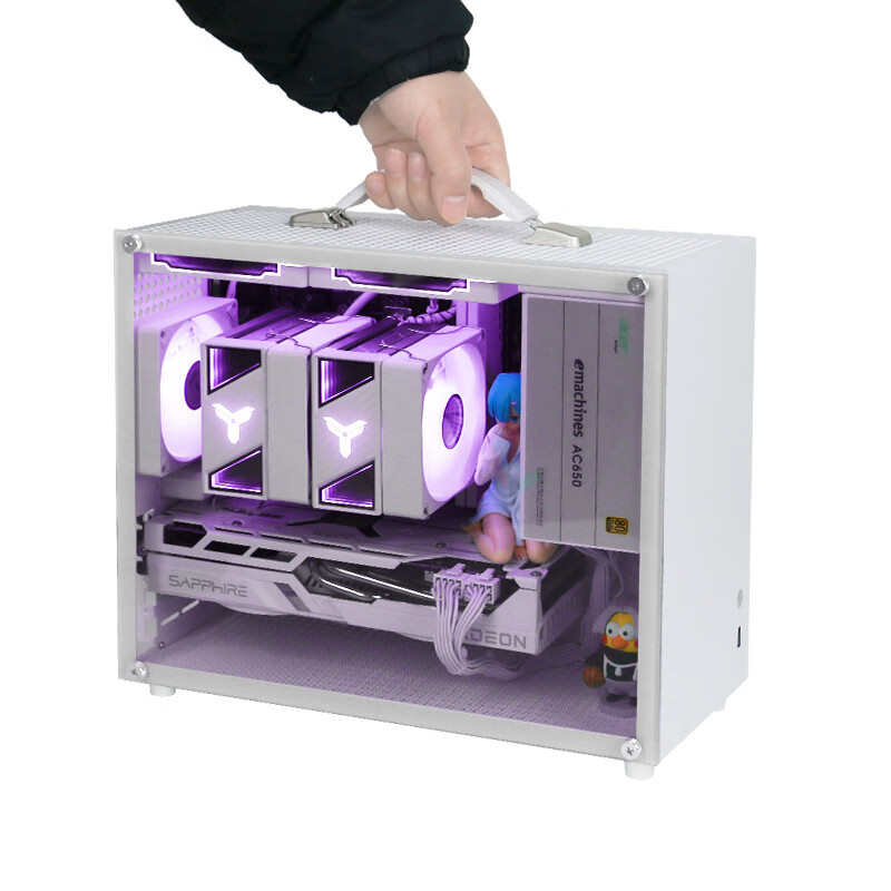 京特尔A600白色DIY电脑迷你小机箱MATX主板手提台式电脑主机侧透