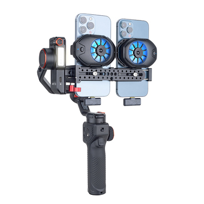 芯鲜E6Q双机位轻量化走播云台带散热器移动直播稳定器支架双手机防抖AI人脸追踪户外多机位直播适用浩瀚MT3