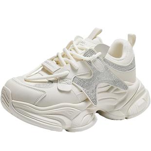 百丽精致水钻老爹鞋女2026春新商场同款厚底增高休闲鞋F3P1DAM6