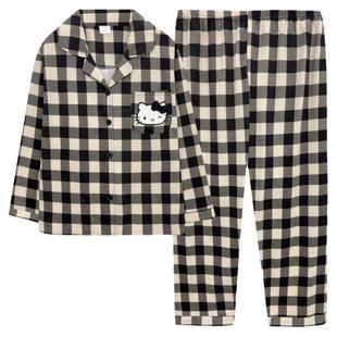 新款HelloKitty睡衣秋冬季女款纯棉长袖可爱高级感家居服套装春秋