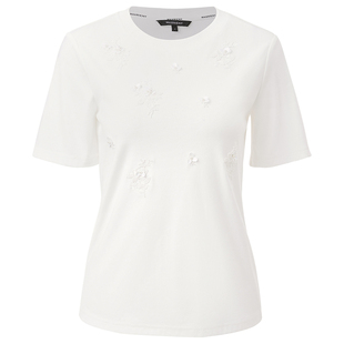 【浪漫度假-商场同款】MAXRIENY华丽感花朵钉珠甜美纯白上衣