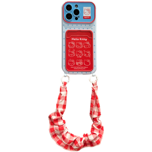 lizardhill 小清新kitty猫适用苹果17promax手机壳新款16pro女iphone15斜挎可调节背带挂绳14pro磨砂全包防摔