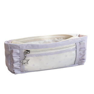 简约笔袋女生高颜值文具收纳袋ins风2026新款学生铅笔盒大容量韩系薄荷绿文具盒初中女生紫色文具收纳盒