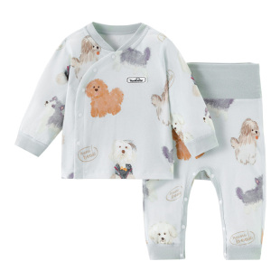 欢喜小熊婴儿家居服秋衣秋裤套装宝宝睡衣分体秋纯棉a类男女儿童