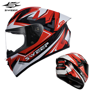 SWEEP芬兰碳纤维摩托车机车头盔防雾超轻男女3K碎碳大尾翼全盔M8