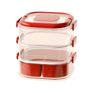 手提果盘家用多层分格密封坚果零食盒过年招待客人红色喜庆糖果篮