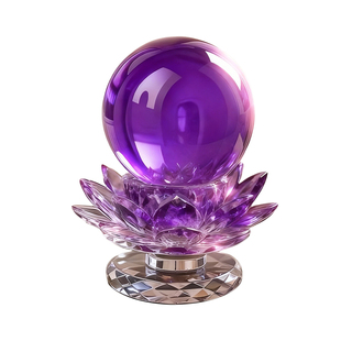 紫色水晶球摆件水晶莲花底座紫气东来客厅办公室装饰乔迁礼物开业