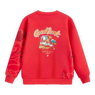 【新年马年】安踏儿童加绒卫衣男童2026年新款红色保暖裤子拜年服