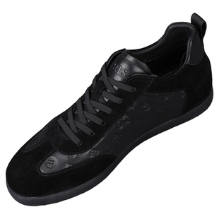 欧洲站真皮板鞋男款2025新款时尚拼接磨砂牛皮男士软底系带休闲鞋