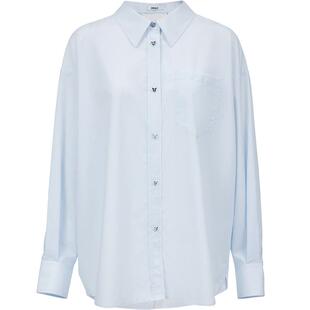 【ONLY奥莱】春款露背立体蝴蝶结质感蝴蝶钻扣纯色宽松长袖衬衫女