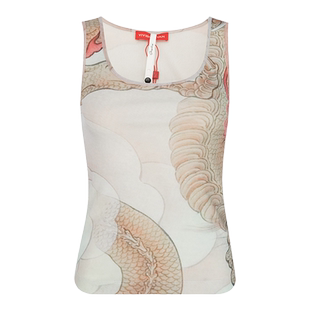 VivienneTam谭燕玉 春季复古中式印花外穿弹力修身背心银泰百货