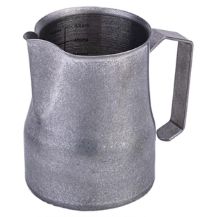 咖啡拉花缸304不锈钢复古做旧雪花灰大容量600ml尖嘴拉花杯带刻度