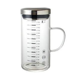 玻璃牛奶杯带刻度家用耐热早餐燕麦豆浆咖啡杯可微波加热带盖水杯