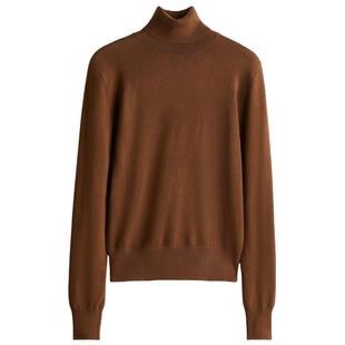 HM女装毛针织衫冬季简约罗纹圆高领打底毛衣套衫1176748