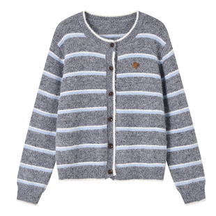 SOMESOWE针织衫女休闲百搭复古条纹开衫上衣2025秋季新款官方授权