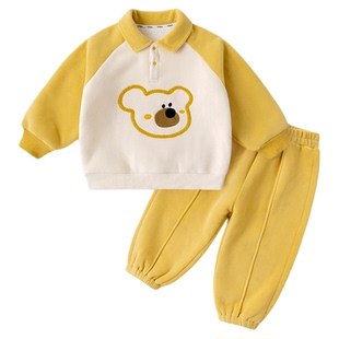 嘟嘟家儿童套装双面绒男童裤子卫衣春季宝宝衣服女童童装保暖秋冬