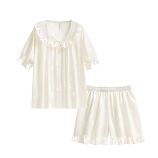 悦内带胸垫睡衣女款夏季夏天短袖短裤冰丝绸家居服可爱甜美公主风